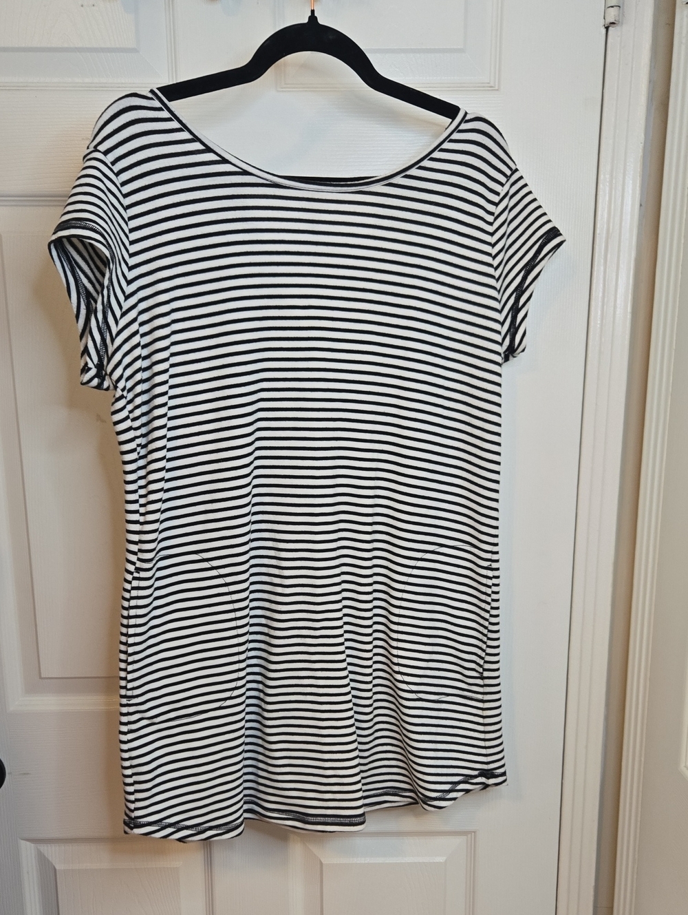 Ideology Black & White Striped Scoop Neck Tee